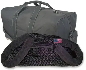 BILLET4X4 (Big Truck Recovery) U.S. Made 1-1/4 inch X 25 ft Kinetic Snatch Rope- Military-Grade - Black - with Heavy-Duty Carry Bag