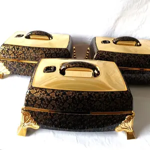 MiraRabel Luxury Modern Squared Black Food Warmer (Set of 3)