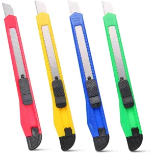 4 Pack Box Cutter Knife, 3-rd Gen Utility Knives, Razor Blade Opener, Utility Knives, Box Cutters Retractable, Small Work Knife by Htaexpu