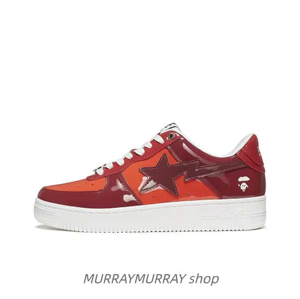 All purpose red orange athletic shoes, star graphic design, great for street fashion and casual daily wear.
