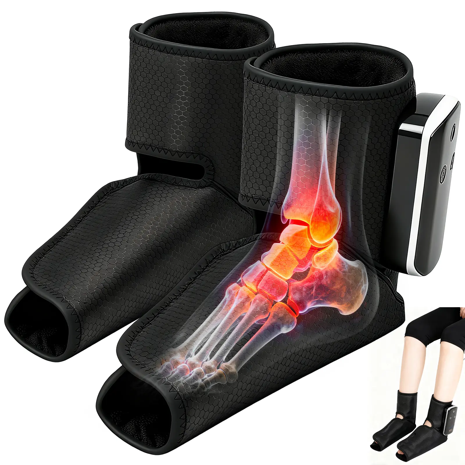 2Pcs 2026 Air Compression Foot Massager with Heat Pain Relief & Circulation Boost Smart Timer Gifts for Dad Mom Men Women （2Pcs Size 6-10）Gift for Mother's Day Knee Pain Tool Acupressure Mat Feet