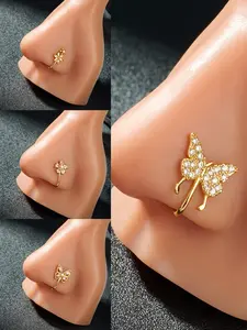 Non-Piercing Nose Ring Clip-On - Butterfly Flower Nose Jewelry for Women, No-Piercing Nose Wing Ring, Elegant Accessory with Intricate Craftsmanship, Stylish & Lightweight Fashion Jewelry, Gift forHer (No Piercing Needed), Everyday & Birthday Party Access