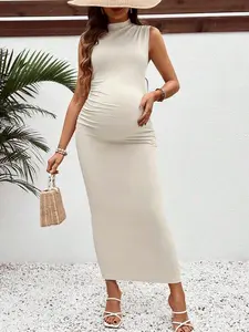 ELLIOTTWII Casual Pregnancy Photoshoot Gown Slim Fit Minimalist Clean Girl Aesthetic