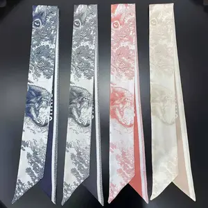 Spring new twill silk scarf, Korean-style diagonal neck scarf, women's hairband, gift accessory, small ribbon manufacturer