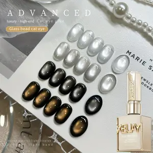 XEIJAYI White Moonlight Pearl Cat Eye Nail Polish Glue 4 Colors Super Bright Autumn Winter Popular Magnetic Nail Art Super Shining Luster Fashionable LED Salon Cat Eye Art