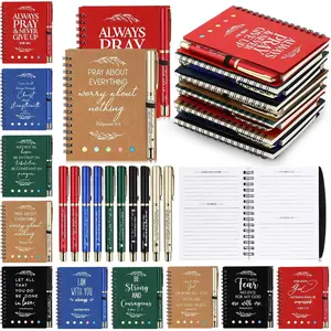 20 Set Christian Gifts Bulk Mother's Day Pentecost Church Sticky Note Spiral Notebook  Verse Ballpoint Pen Prayer Journal Religious Scripture Notepad Sunday School Teacher Party Favors