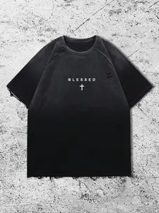 Men's printed T-shirt, street style American design, spray-painted horse and snowflake pattern, unisex short-sleeved summer casual fashion style.