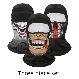 Multiple sets of Gothic printed balaclava, skull and demon series headrests, breathable full face masks, and men's and women's outdoor windproof half face masks, suitable for Halloween and Day of the DeadRAIMENTRY