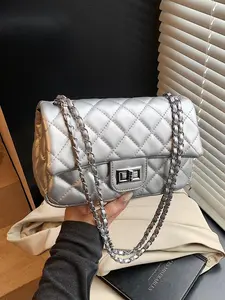 Women's Elegant Quilted Design Casual Crossbody Bags, Fashionable Chain Strap Shoulder Bag for Daily Used, Casual Trendy Versatile High-quality Daily Commuting Bag, Daily Commuter Purse, Crossbody Purses