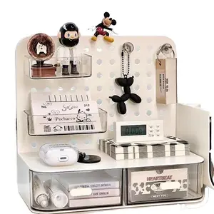 Perforated Board Desktop Standing Storage Rack Cream Style Bedroom Home Dormitory Study Desk Organizer Student Desk Storage