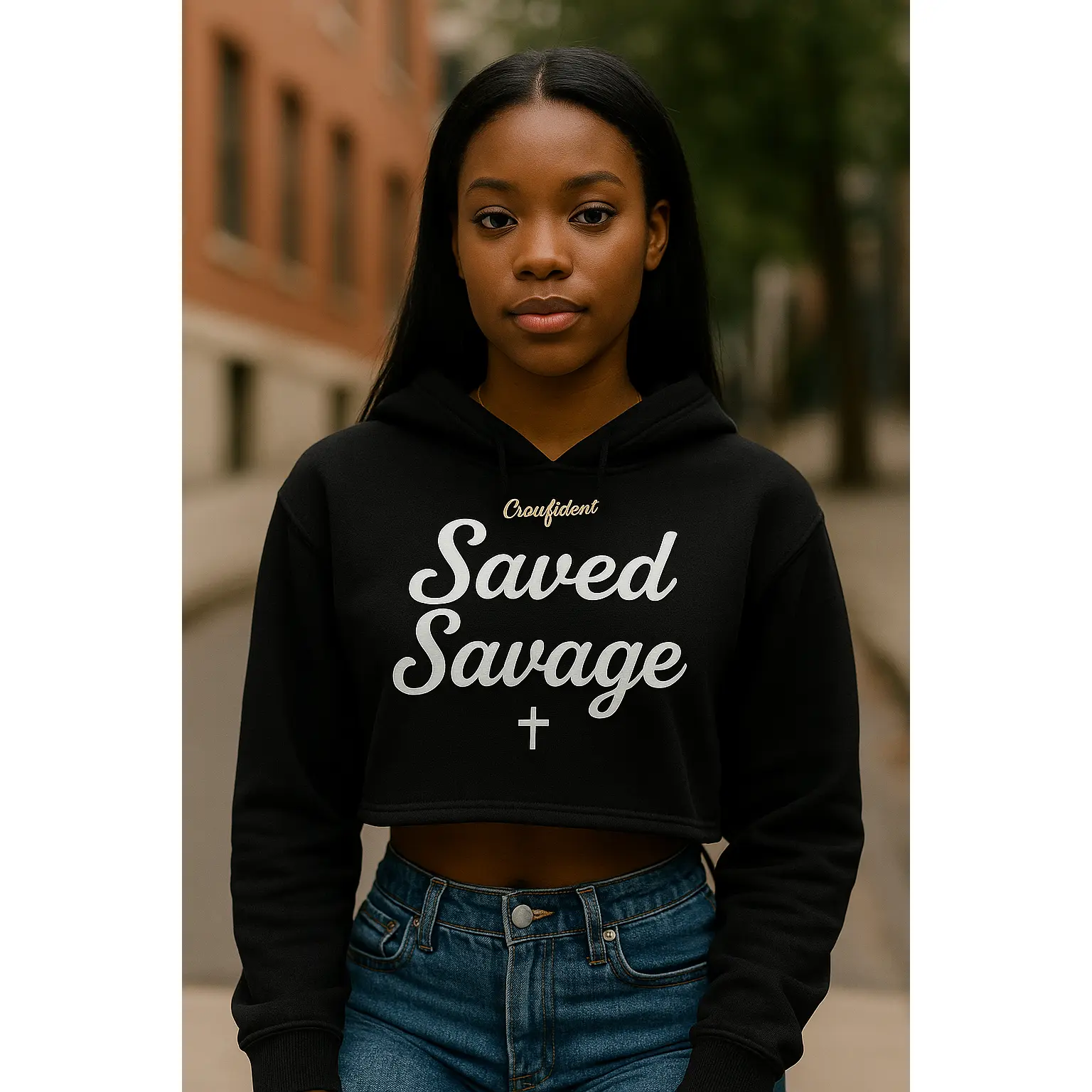 SAVED SAVAGE CROPPED HOODIE