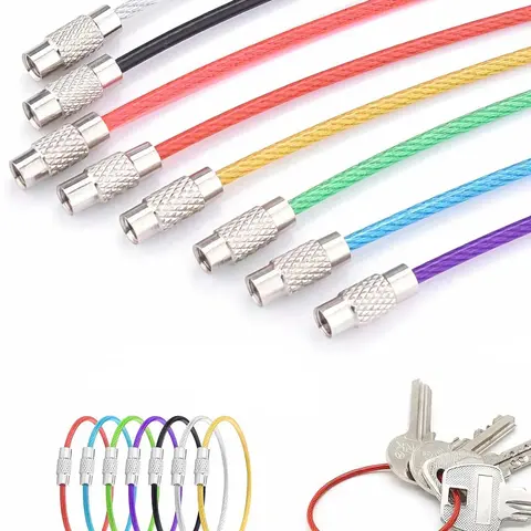 10pcs/pack Stainless Steel Cable Wire Key Chain Key Rings Travel Aircraft Luggage Tag Loops Hanging Outdoor Keychain For Bags Kayak Boat Hiking Camping Kits For Keychains Key Chain Rings Keychain Set Metal Keychains Stainless Steel Keyring