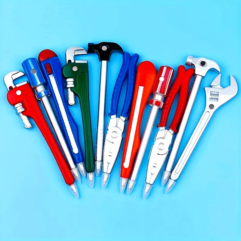 11-Piece Hardware Tool Design Ballpoint Pen Set, Creative Office Stationery Supplies Gift Pens, Cartoon Wrench Pliers Screwdriver Hammer Pens, Unique Pens, Funny Teacher Pens, Writing Pens