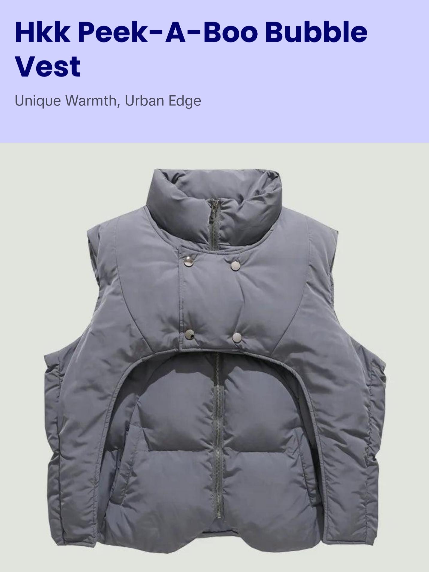 HKK “Peek-a-boo” Bubble Vest deep pocket jacket vest zipper vest HKK “Peek-a-boo” Bubble Vest deep pocket jacket vest zipper vest