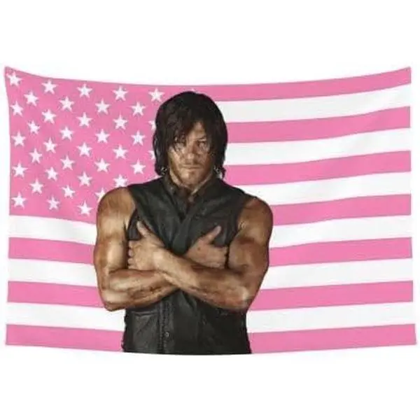 Tapestry Daryl Dixon American Flag Norman Reedus Wall art Tapestries 60x40 inchchic design  room bedroom