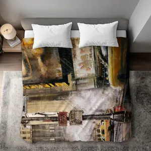 Begin Home Decor C1DCKSW0OZMJC4 Big City Street Cloudy Day Brown King Size Duvet Cover - Home Decor