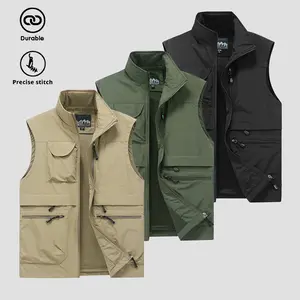 Solid Color Men's Practical Sleeveless Vest with Multiple Pockets, Breathable Mesh Backing, Suitable for Outdoor Hiking, Fishing, and Other Activities thanksgiving  outfits  men winter korean  fashion