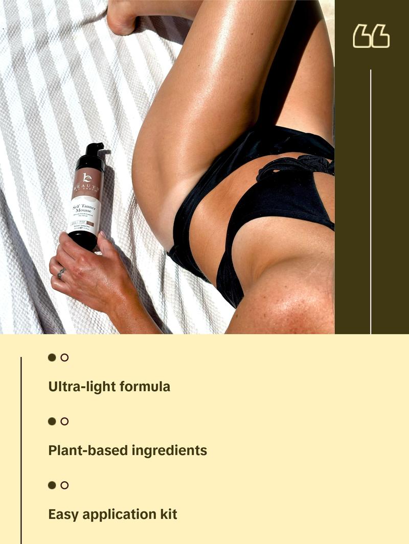 Beauty by Earth Self Tanner Pro Bundle - Professional Sunless Tanning Kit At Home includes tanning mousse, mist, face & body brush, mitt applicator
