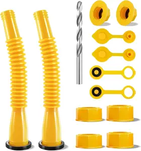 Gas Can Spout Replacement, Anti-Spill Gas Can Nozzle Replacement, 2-Kit Upgraded Spouts No Leaky with Flexible Nozzle, Can Vent Caps, Fit for Most 1/2/5/10 Gal Can