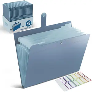 20Pack Accordion File Organizer Expanding File Folder with 8 Pockets, Bulk Letter Size Portable Paper Document Organizer for Office  Business Supplies, Blue