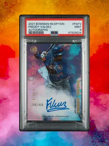 2021 Bowman Inceptions Autographs Freddy Valdez #PA-FV /400 PSA 9