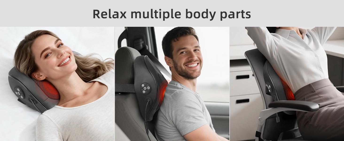 Electric Massager Pillow, Ultra-Quiet Corded Neck and Shoulder Massager with Heat, Portable 3D Kneading for Shoulder, Leg & Calf Muscle Pain Relief, Relaxing Gift for Men & Women ,stress  relief  products