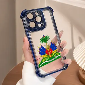 Creative Haiti Flag Design Electroplated TPU Case for iPhone 17 16 15 14 13 12 11 & Samsung S26 Four Corners Anti-Fall Transparent Soft Silicone Shockproof