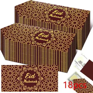 Eid Mubarak Money Envelopes, 18-Pack 6.7x3.2 Inch Cash Gift Card Holder, Premium Ramadan Envelopes for Money Gifting, Holiday Party Favors, Festive Designs