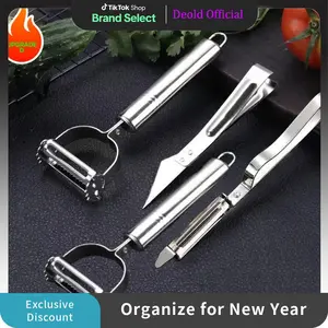 Stainless Steel 4pcs Premium Multi-Functional Vegetable Peeler & Grater - Effortless Fruit & Potato Grater for Dining, Food Truck & Restaurant Use