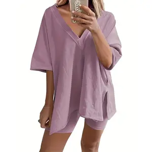 Outfits Fasion For Women 2 Piece Outfits For Women - Lounge Sets Pajama Sets Long Sleeve Button Down Shirts And Shorts Fall Loungewear Nightwear ﻿