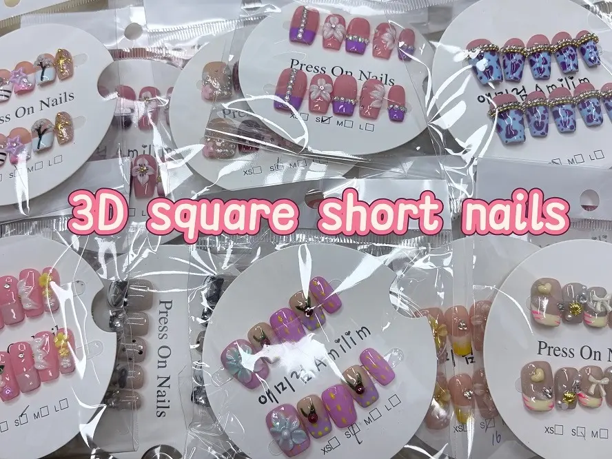 Jojo:20 pairs for $30 3D short square press on nails random styles