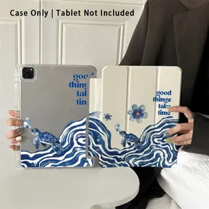 Double-Sided Ocean Sea Turtle Pattern Tri-Fold iPad Case, Double-Sided Print, Adjustable Stand, Pencil Holder, Auto Sleep/Wake, Compatible with iPad 10th/11th Gen, iPad A16, iPad Air 11"/13", iPad Pro 11", iPad 2025 & Galaxy Tab S9 FE+ 12.4"Series.unisex