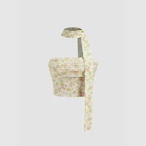 Cider [size 2-10] Mesh Floral Crop Tube Top With Floral Scarf