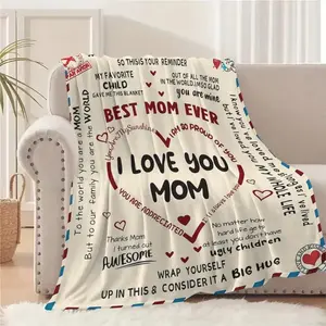 Letter To Mom Pattern Blanket,Suitable for bedrooms, sofas, travel, and camping，Soft and comfortable，Multiple sizes，Durable and resistant to pilling，Suitable for adults and children，The perfect holiday gift