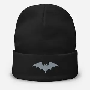 Halloween Bat Embroidered Beanie | Gothic Bat Beanie | Halloween Beanie | Spooky Bat | Vampire Bat | Casual Halloween | Embroidered Bat Hat