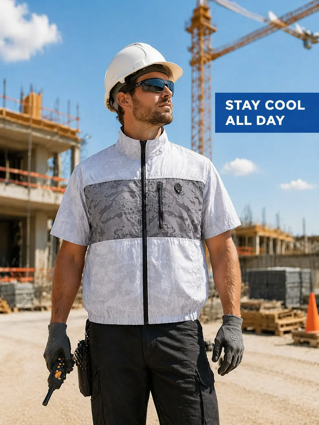 Ice Silk Fan-Cooled Jacket, Unisex Sun Protection Hoodie for Outdoor Work and Fishing, Lightweight and Breathable, Unisex Wear