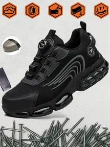 Men's Safety Shoes, Safety Footwear, Work Safety Sneakers, Euro Standard Steel Toe Anti-Puncture, One-Touch Fastening, Comfortable Breathable, Ideal for Daily Work, Sizes 40-48