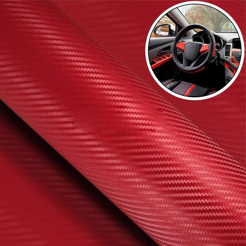 7D Carbon Fiber 5FT x 0.7 FT Vinyl Wraps with Cutter and Hand Tool Kit, Car DIY Wrap Vinyl Roll Film Self-Adhesive Twill Weave Sheet Sticker Air Release Technology, Car Internal and External Decoration Accessories 60 x 8 inch