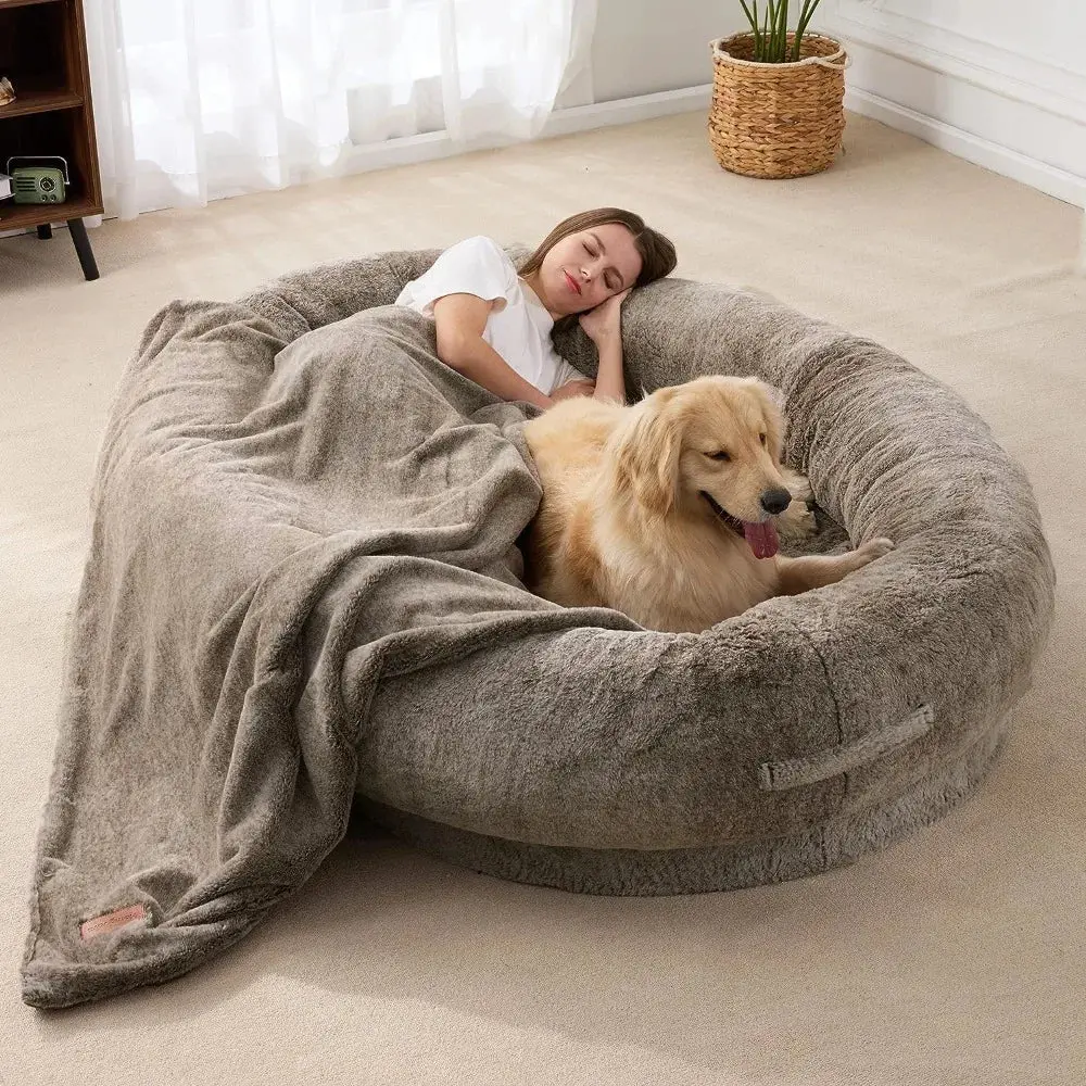 Large Human Dog Bed Bean Bag 72"X48"X10" (Brown)