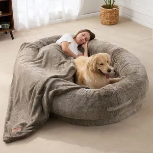 Large Human Dog Bed Bean Bag 72"X48"X10" (Brown)