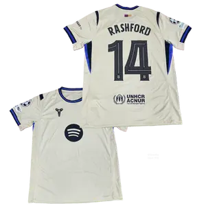 25 26 New Away White Short Sleeves No.14 Rashford Football Jerseys Unprinted Number