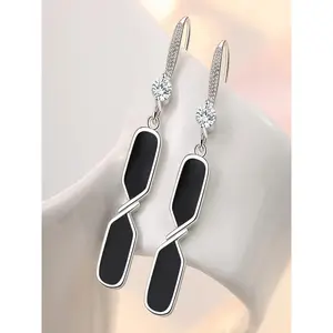 Black Gematric Drop Earring