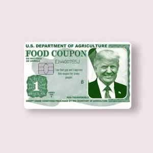 Trump Food Coupon Credit Card Sticker Debit Skin Wallet Decal Cover Waterproof Vinyl Easy to Apply Romantic Wax Stamp Kit