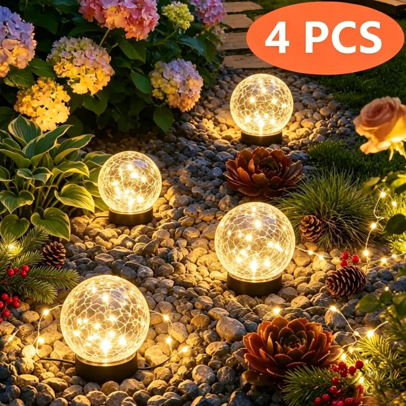 4PCS Waterproof Outdoor Solar Landscape Lawn Lights - Solar-Powered Garden Lighting for Pathways, Patios, Yds - Ideal for Christmas, Halloween Festive Decor & Home Party Use sohochic