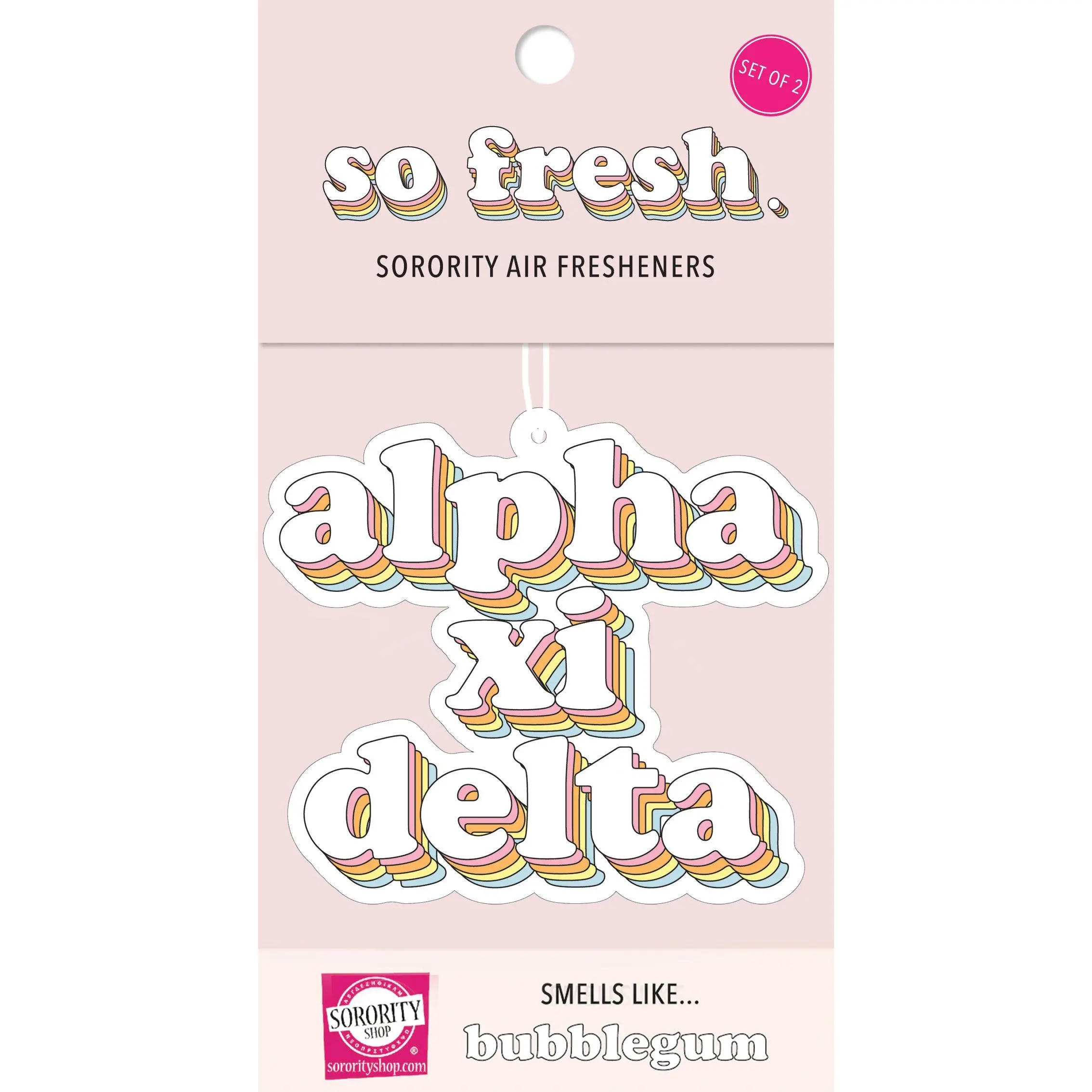Alpha Xi Delta - Retro Air Freshener - Bubblegum Scented