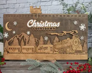 Magical Christmas Countdown Train Advent Calendar with Icon Handmade Farmhouse Decor for Kids & Adults Nostalgic Train Design Family Tradition Ornament christmas  decorations