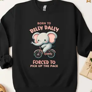 Funny elephant cycling sweatshirt, cute elephant cartoon image, suitable as a gift for girls, warm sweatshirt for all seasons of the year