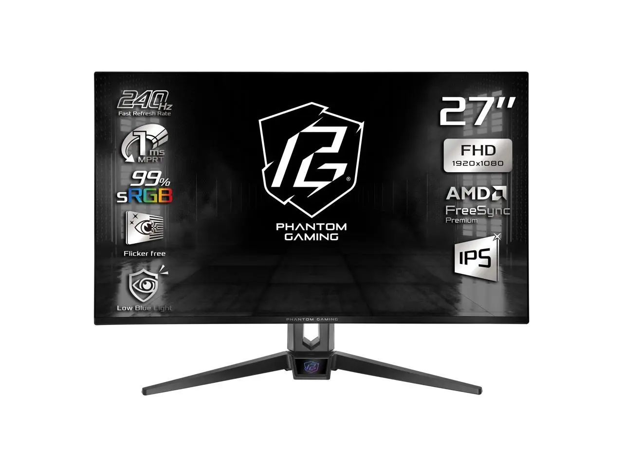 ASRock Phantom Gaming 27 inch Full HD 240Hz IPS FHD AMD FreeSync Premium (Adaptive Sync) 1ms Gaming Computer Monitor PG27FFS1A