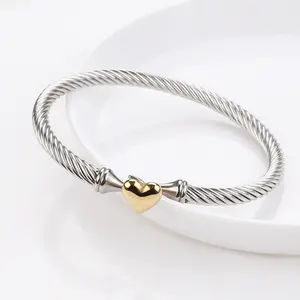 Uptown Girl Heart Cable Two Tone Bracelet