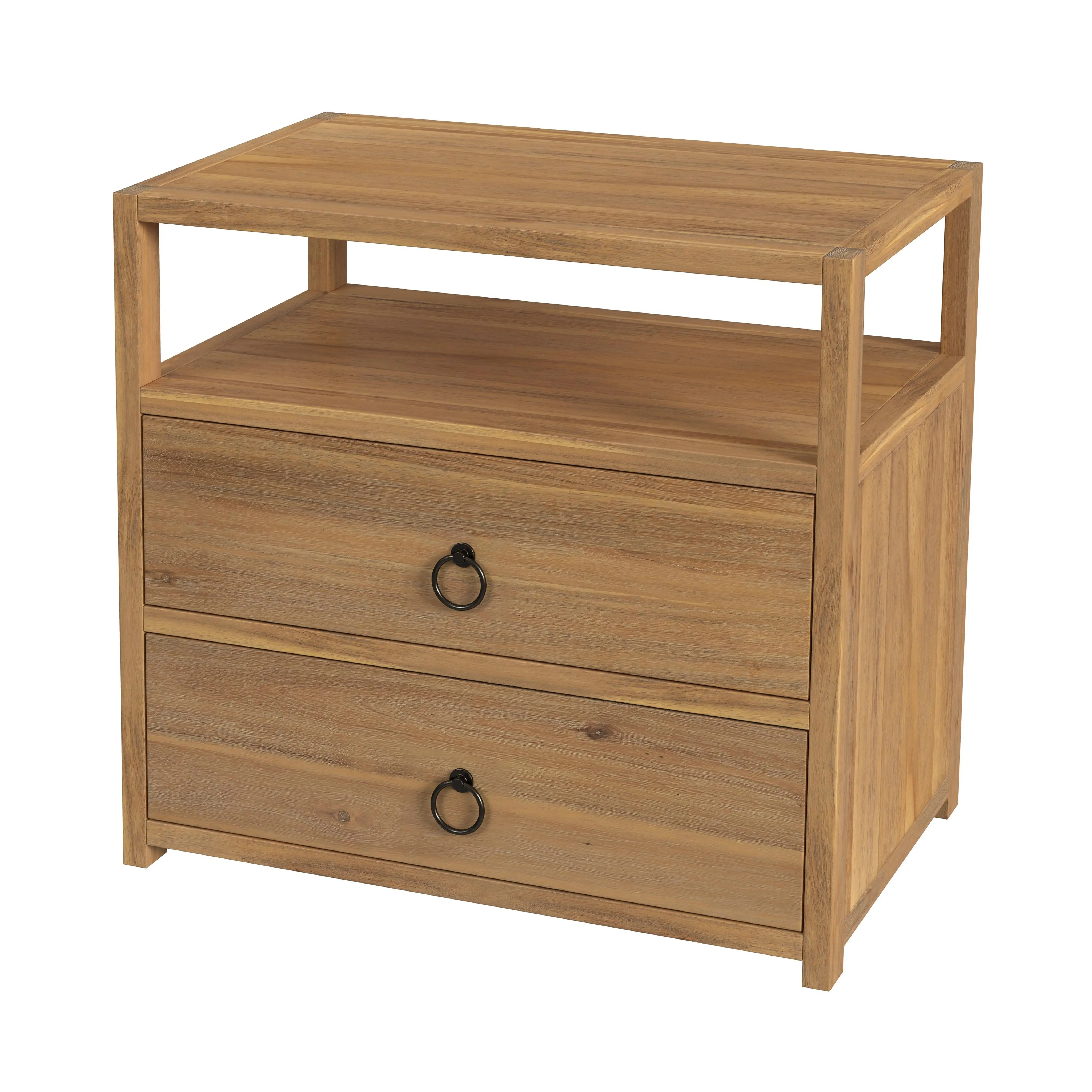 Lark Natural 2 Drawer Wide Nightstand in Light Brown 5670312